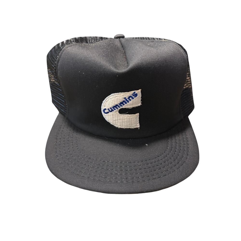 Cummins Hat Cap Snap Back Black Rope Logo Sportsman Mens Trucking Diesel-NOS